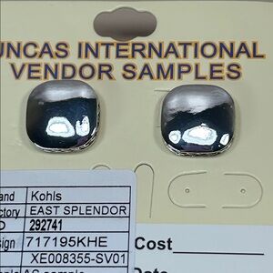 Shiny Silver Square Clip-On Earrings